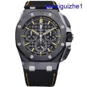 Moda AP bilek saat Royal Oak Ofshore Serisi 26420CE Siyah Plaka Sarı İğne Şeriti Oyulmuş Otomatik Mekanik Erkek Saat Plakası 43mm Tamamlandı