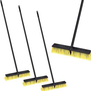 10 Pack 18" Push Broom Outdoor Heavy Duty Multi Surface Garden Brush Broom w/ Adjustable 63" Handle for Deck, Driveway, Patio, Warehouse, Garage, Yard, Concrete