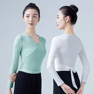 Scenkläder 1pcs/lot flickor balett långärmad dans pullover blus vuxna kvinnliga bas träningskläder skjorta