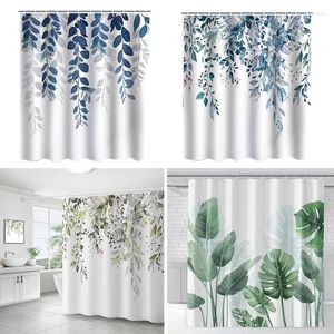 Cortinas de chuveiro folhas de aquarela na cortina de banheiro de impressão superior 180 180 cm à prova d'água