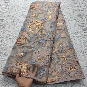 2023 Hochwertiges Brokat Jacquard Fabric African Organza Mesh Tuch Nigerian Tüll Spitze Material Französisches Nettentuch nähen djo20