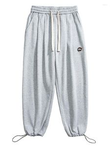 Herrbyxor moishe tidvatten trendig retro enkel broderad etikett casual sweatpants lösa och mångsidiga bredbenben