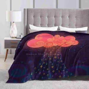 Blankets Rise Latest Super Soft Warm Light Thin Blanket Explode Geometric Pattern Dark Blue Pink Cloud Positive Year