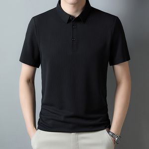 2024 summer ice silk men's polo shirt casual men's jacquard lapel non-iron short sleeve t-shirt dropshipping mmm