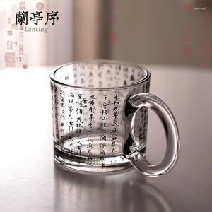 Wine Glasses Chinese Style Lanting Xu Glass Calligraphy Water Mug Tea Cup Creative Personality Drink Shop Beer