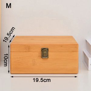 Caixa de armazenamento de madeira flip Flip presente artesanal de grande capacidade de múltiplos tamanhos retangular retro metal bloqueio de suprimentos