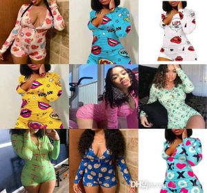 Women Jumpsuits Designer Short Rompers Pyjama Onesies Bodysuit Workout Button Love Valentines Day Gift Leopard Tryckt Vneck Ladi6486734