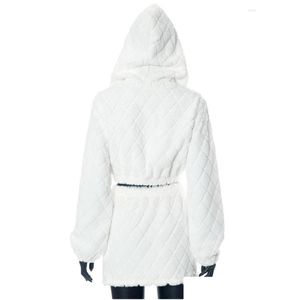Arbetsklänningar 2023 Autumn Fashion White Two-Piece Coat Set Woman Hooded Zip-up Croped Top High midje korta kjolar Kvinnlig kostym Drop de Dhnmo