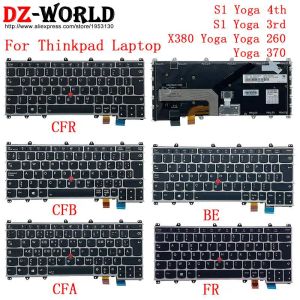 Klavyeler Yeni/Orig Azwerty Silver Be CFR CFB FR CFA Kanada Kanada Fransız Belçika Klavyesi Lenovo Thinkpad X380 S1 Yoga 370 4. G4 Dizüstü Bilgisayar