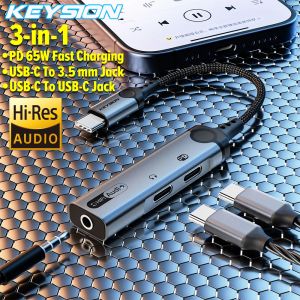 Amplifier kEYSION 3 in 1 Type C to 3.5mm Earphone DAC Audio Dual Type C Headphone Jack Adapter PD60W Fast Charging Splitter for iPhone 15