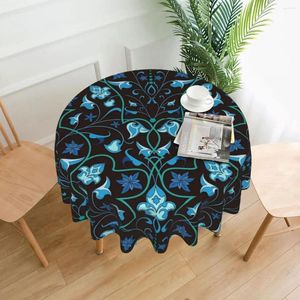 Table Cloth Blue Baroque Round Tablecloth Retro Floral Custom Cover For Events Christmas Party Fashion Protector