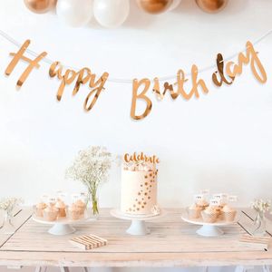 Dekoracja imprezowa złota wszystkiego najlepszego z okazji urodzin Banner Cowhide Paper Bronzing Alphabet Flag Garland Kids Prosour Baby Shower