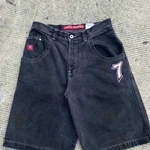 Men's Y2k Retro Gothic Pattern Printed JNCO Denim 2000s Style Hip Hop Bag Summer Mens Beach Jeans Jorts Gym Shorts J240409
