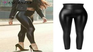 Pu läder blyertsbyxor kvinnor sexig snäv byte upp mager leggings faux läderbyxor hög midja mage kontroll slim jegings278950032