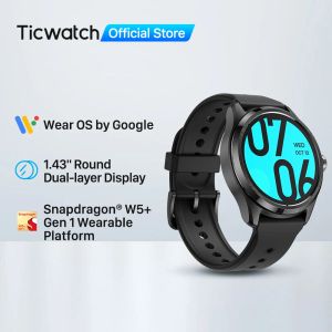 Watches Ticwatch Pro 5 Wear OS Smartwatch Byggt 100+ Sportlägen 5Atm Waterresistance Compass NFC och 80 timmar Batterilivslängd för Android