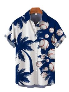Camisas casuais masculinas Hawaiian Coconut Tree Sunset Print Shirts Mens Beach Cartoon Padrão Camisa Mens Férias de verão Casual Casual Sleevel2404