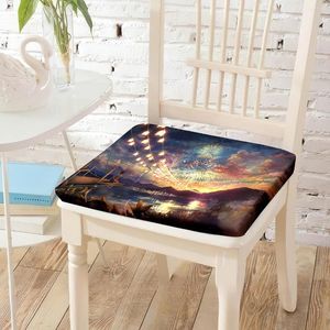 Pillow Anime Fireworks Lanterns Print Chair Seat S Equipped With Invisible Zipper Chairs Pad Indoor Dining Room Decor