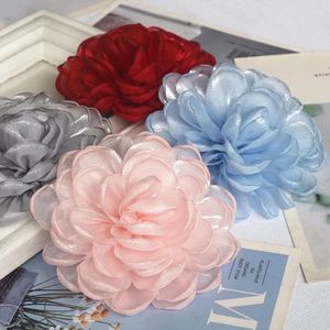 Decorative Flowers 5PCS 10CM Large Organza Gauze Flower DIY Wedding Dress Clothing Shoes Hats Decoration Hairpin Jewelry Accessories Fabric