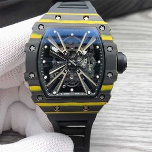 mechanical Richardmill Watch Active Men's Fully Automatic Gear Black Technology Trend Casual Waterproof Bucket Shaped Large Dial Outdoor Men's