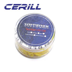 Cerill 120PCS/Kit 20mm Worm Maggots Bait Soft Fishing Lure Fishy Smell Silicone Grub Artificial Carp Bass Plastic Swimbait Box