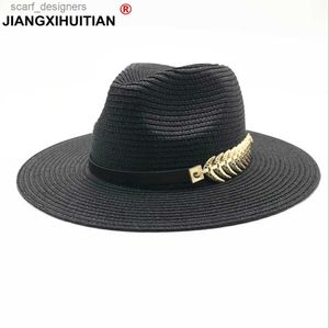 Breda randen hattar hink hattar 2018 ny sommar brittisk bälte vintage trilby platt brimmad halm hatt skuggning sun hatt lady mode strand hatt unisex jazz hatt y240409