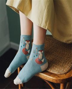 2017 Herbst Winter Neue Frauen039s Socken Baumwolle weibliche Mädchen Süßes Cartoon Tiermuster Fuchs Kaninchen Katze warme Baumwollsocken Wholesa1642295