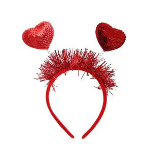 AWAYTR Lovely Red Heart Hair Hoop Hairband Furry Valentine's Day Heart Headband Party Headwear Rose Selling Hair Hoop
