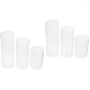 Candle Holders 6pcs Cylindrical Glass Shade Candleholder Candlestick Clear Pillar Cup Windproof Decoration