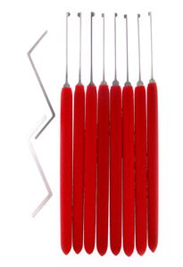 10st Huk Kaba Lock Picks Tools Lock Pick Set med två spänningsnycklar Låssmed levererar rött handtag7154777