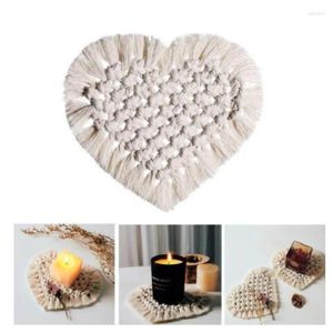 Bord Mattor Bomull Braid Handgjorda Macrame Cup Cushion Non-Slip Böhmen Style Mat Heminredning Rund Place Kök Tillbehör