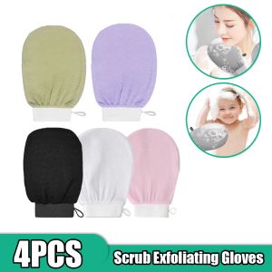 4PCS SEEPRRB Rękawiczki złuszczające z tyłu Peel Peeld Rękawiczki do masażu twarzy Trwałe wiele kolorowych głębokich ręczników prysznicowych