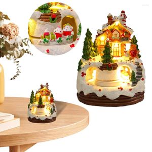 Estatuetas decorativas caixa de música de natal girando cena de inverno de 6,3 polegadas para o presente de decoração de mesa para crianças