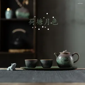 Teaware Sets The Lotus Pool By Moonlight Tea Set Simple Office Household One Pot Two Cups Ceramic Teapot Tray