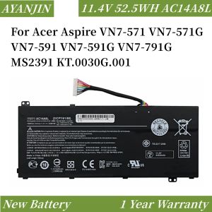 Baterias 11.4V 52.5WH/4605MAH AC14A8L Bateria de laptop para Acer Aspire VN7571 VN7571G VN7591 VN7591G VN7791G MS2391 KT.0030G.001