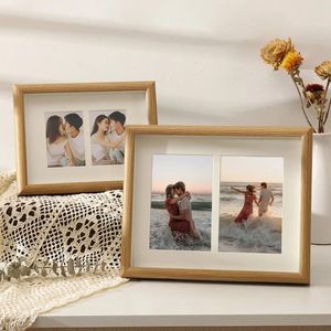 Frames 4x6inch Doppelgruppe PO Frame Wall Home Decor Log Farbe Holz 10x15cm Bild kann platziert und aufgehängt werden