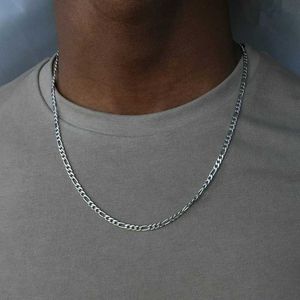 Подвесные ожерелья мода новое ожерелье фигаро мужское панк -серебряный серебряный из нержавеющей стали с длинным ожерельем Мужские ювелирные украшения хип -хоп