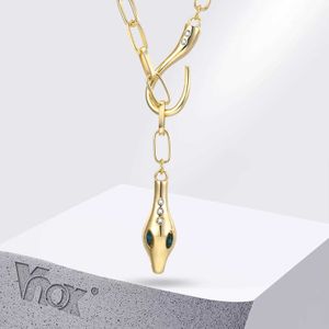 Подвесные ожерелья vnox mens Vintage Snake Snake Gold Laper Clip Clip Check Collece Регулируемая панк -прохладный головка животного y y glaceq