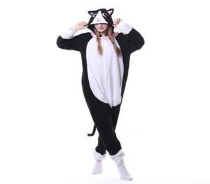 Animal Black Cat Onesie Homens Mulheres DJ Kitty Onesie Combinando Pijama Geral Adulto Sleepwear Cartoon Carnaval Big Size Moda de moda5207124