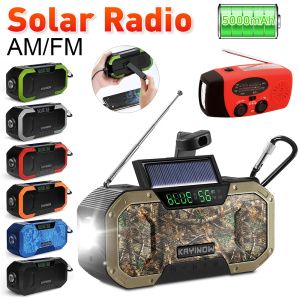 AM/FM Emergency Radio Solar Powered Hand Crank Radio with LED懐中電灯5000MAHパワーバンク電話充電器Bluetooth 5.0スピーカー