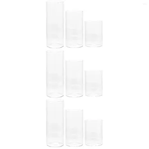 Candle Holders Glass Cup Table Centerpiece Pillar Candles Cylinder Household Shades