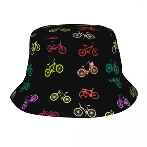 Berets Bicycle Pattern Bucket Hat For Men Women Beach Colorful Cartoon Sun Hats Unique Design Camping Fishing Cap Headwear