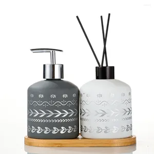 Flytande tvåldispenser 1 st liten push-typ kosmetika ompackning mönster schampo duschgel imitation porslin hand flaska lotion tom