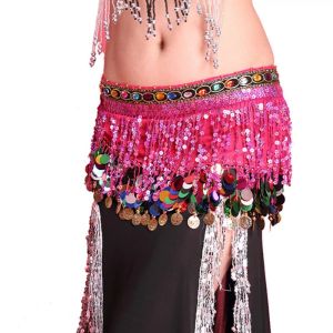 Sparkling Fringes Belly Dance Waist Chains Sounding Gold Sequins Skirts Wraps Women Girls Stage Performance Dancing Accessories