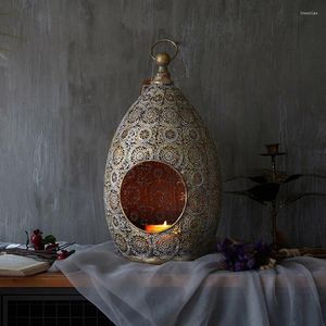 Ljushållare bord vintage järn glam teealight europeisk stil lampa lyx adornos para casa hemtillbehör