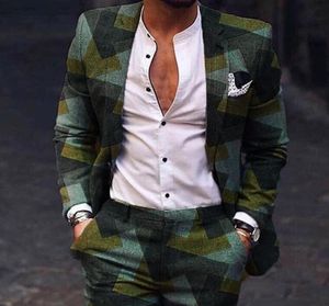 Men039S Suits Blazers Men Blazer Slim Fit 2021 Spring Autumn Plaid Green Side Slit Fack Suga Jacka Casual Fashion Mens Clo2858066