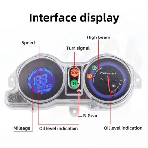 Universal 7 Colours Backlight LCD Motorcycle Digital Speedometro KM/H Elettronica del cruscotto del carburante con marcia di marcia n marcia