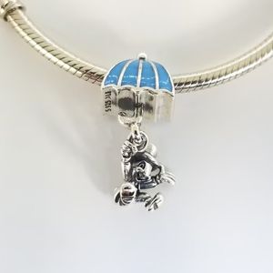 Jiminy Cricket Pendant Blue Emamel 925 Sterling Silver Lämpliga charmpärlor Armbandsmycken 797492EN41 Fashion Gift Charm