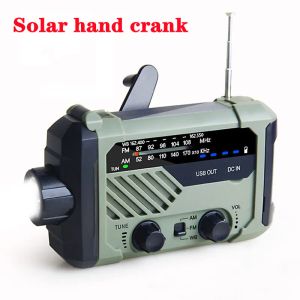 Radio Solar AM/FM/WB Radio, handkrankad mobiltelefon laddningsskatt, bärbar belysningsljus, byggd 2000mAh -batteri