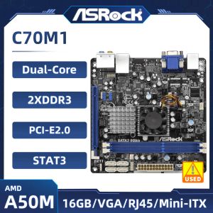 Motherboards ASROCK C70M1 Motherboard Miniitx AMD Dualcore Ontario C70 APU DDR3 1333 16 GB USB 2.0 Integrierte AMD Radeon HD 7290 Grafiken