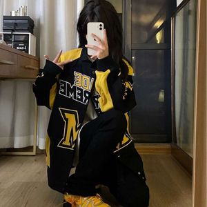 American Street Spring and Autumn Terfrofbery Letter Motorcycle Baseball Coat Men and Women's Hip Hop Racing Jacket